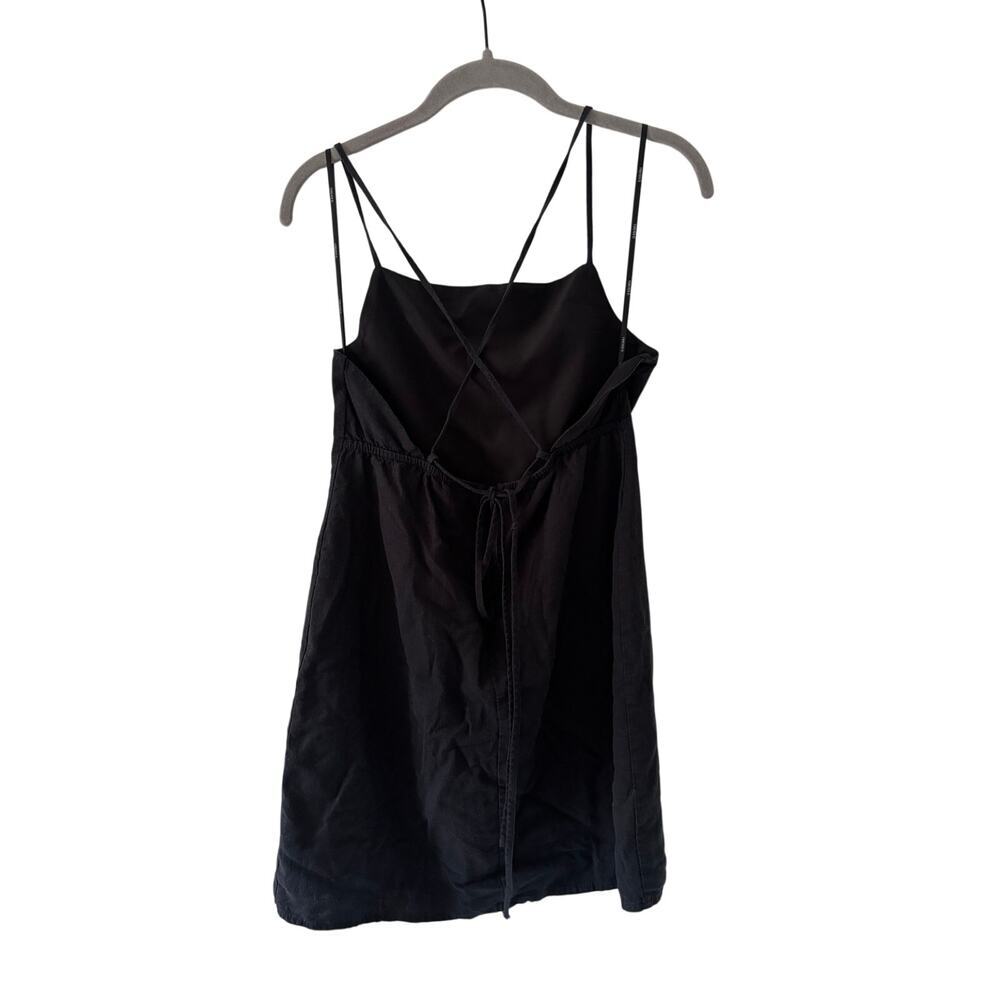 Forever 21 Black Linen Blend Mini Dress Criss Cross Back Strappy Women’s S - Picture 8 of 10